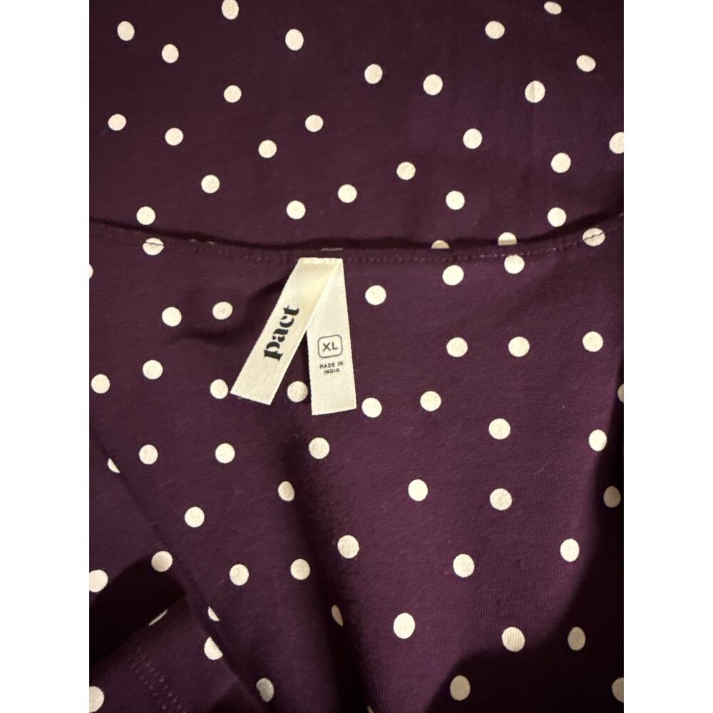 Pact Organic Cotton Surplice Dress XL Purple Polka Dot Tie Waist Midi - Picture 8 of 9